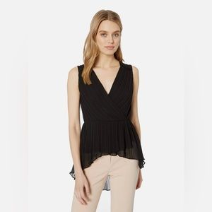 BCBGMAXAZRIA Pleated Asymmetrical Faux Wrap Top